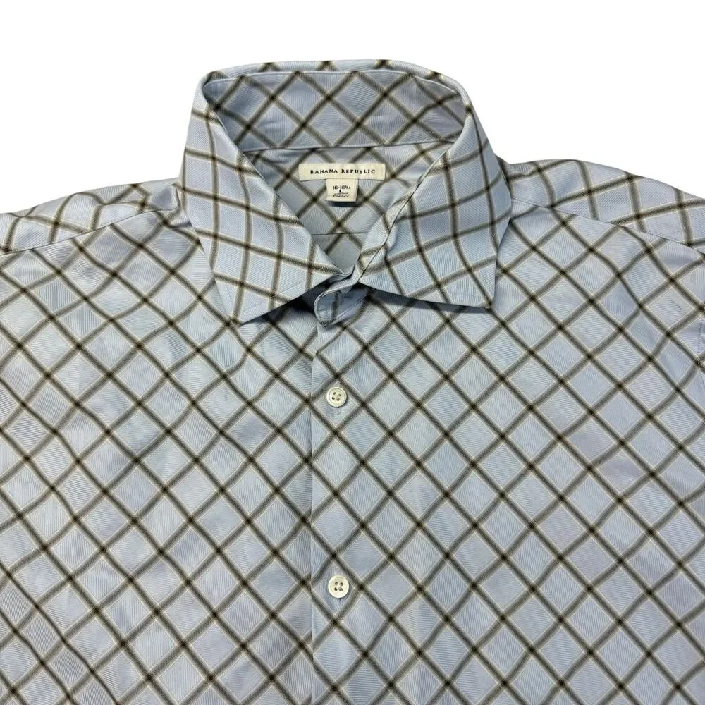 Banana Republic Shirt Men's 16 - 16.5 Large Blue Button Up Long Sleeve Cotton